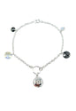 Pulsera Puppy Plata Italiana 925 Cristal Genuino Aurora Boreal y Silver Night