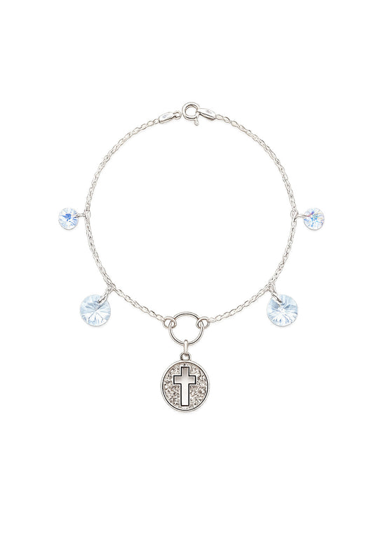 Pulsera Fe Plata 925 Cristal Swarovski® Blue Shade