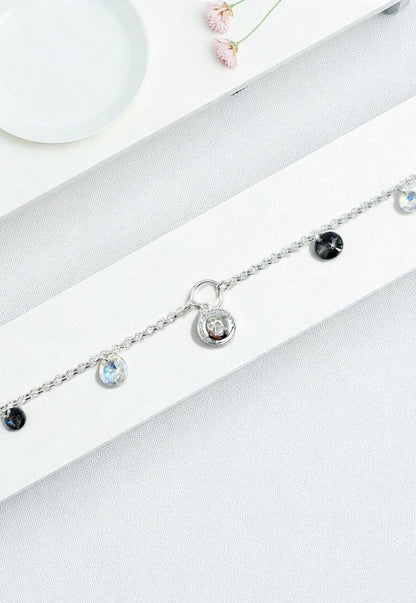 Pulsera Puppy Plata Italiana 925 Cristal Genuino Aurora Boreal y Silver Night