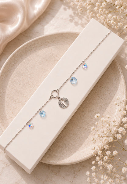 Pulsera Fe Plata 925 Cristal Swarovski® Blue Shade