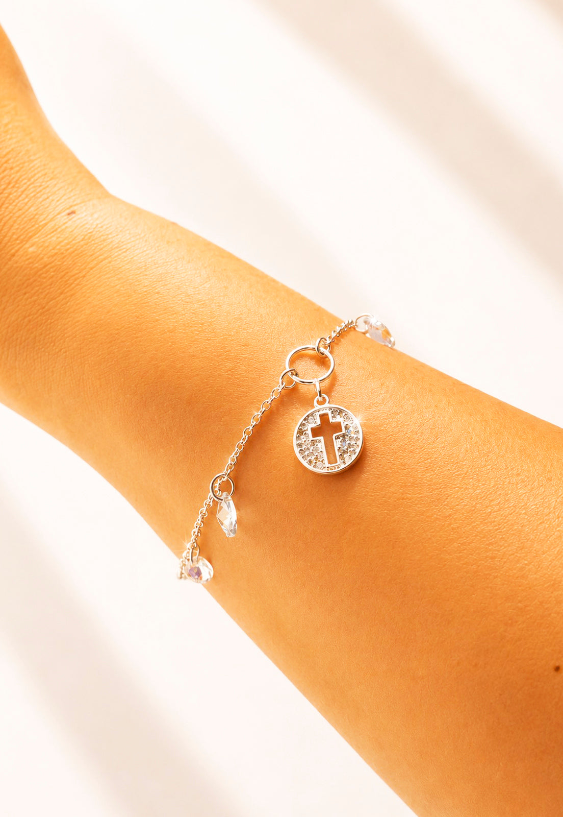 Pulsera Fe Plata 925 Cristal Swarovski® Blue Shade