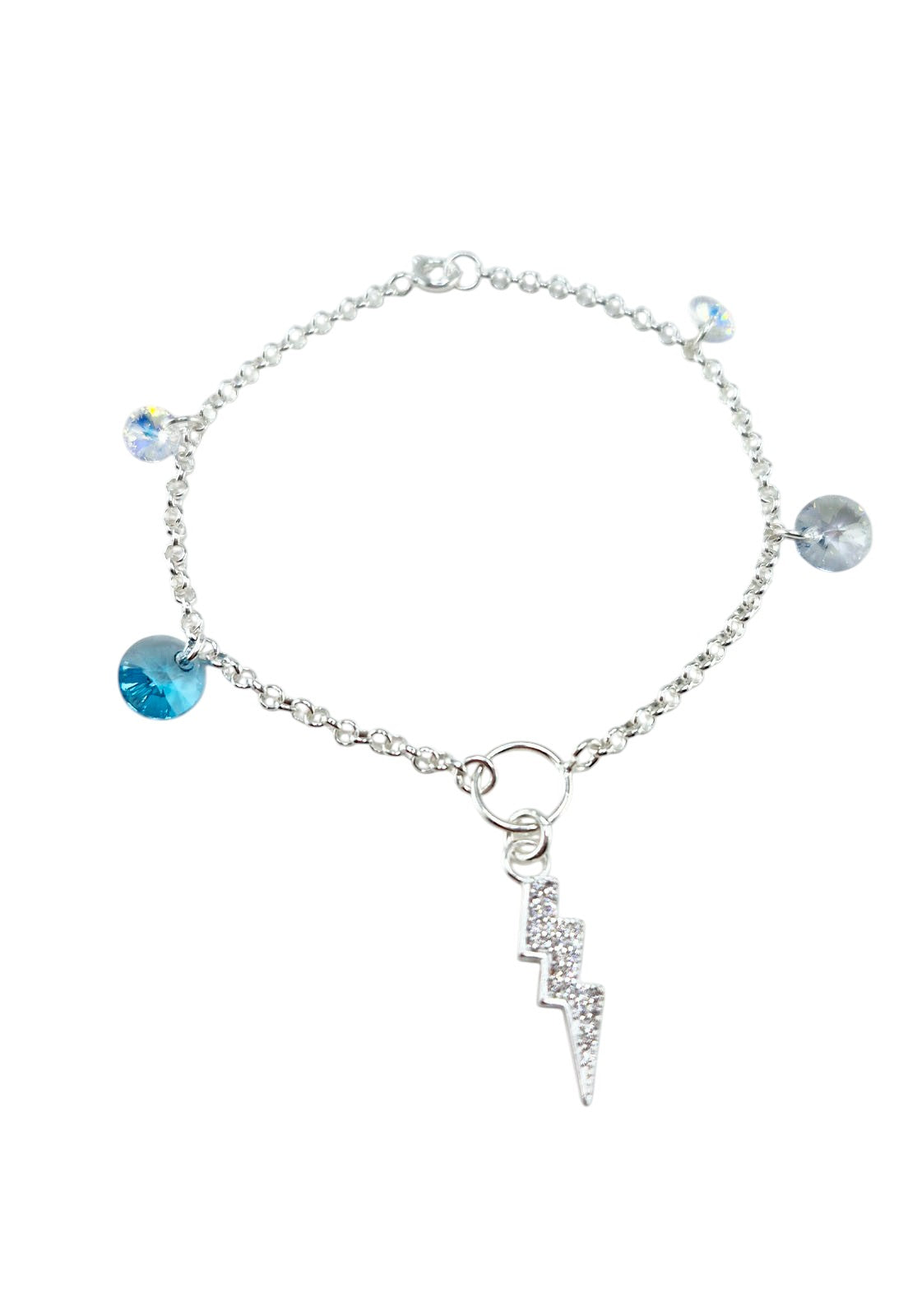 Pulsera Fortaleza Plata Italiana Cristal Genuino