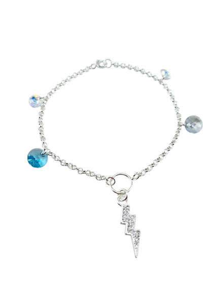 Pulsera Fortaleza Plata Italiana Cristal Genuino