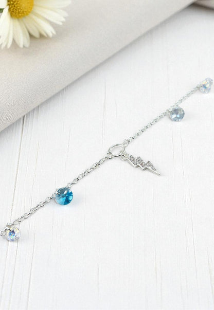 Pulsera Fortaleza Plata Italiana Cristal Genuino