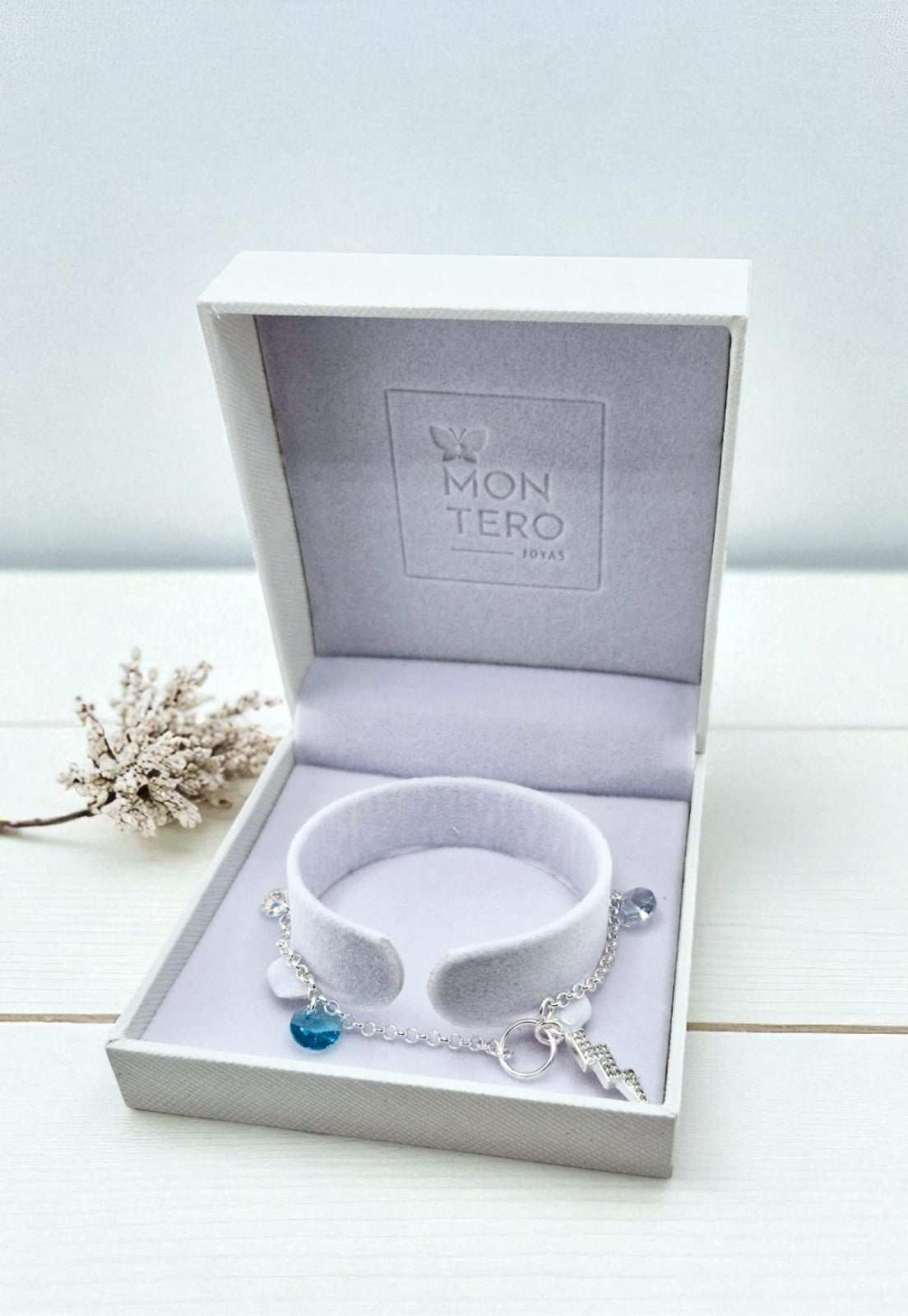 Pulsera Fortaleza Plata Italiana Cristal Genuino