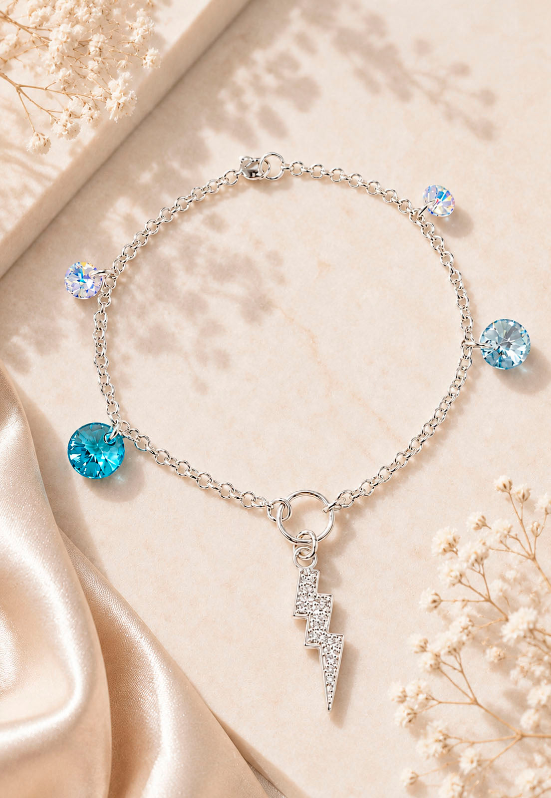 Pulsera Fortaleza Plata 925 Cristal Swarovski® Turquesa