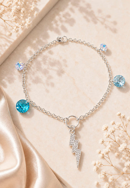 Pulsera Fortaleza Plata 925 Cristal Swarovski® Turquesa