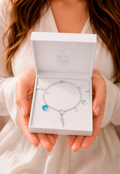 Pulsera Fortaleza Plata 925 Cristal Swarovski® Turquesa