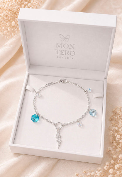 Pulsera Fortaleza Plata 925 Cristal Swarovski® Turquesa