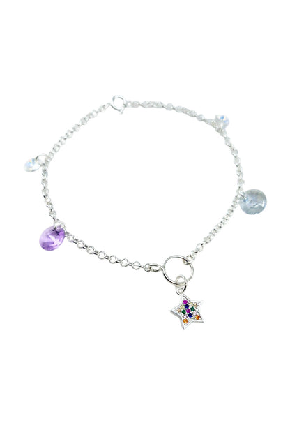 Pulsera Estelar Plata Italiana Cristal Genuino