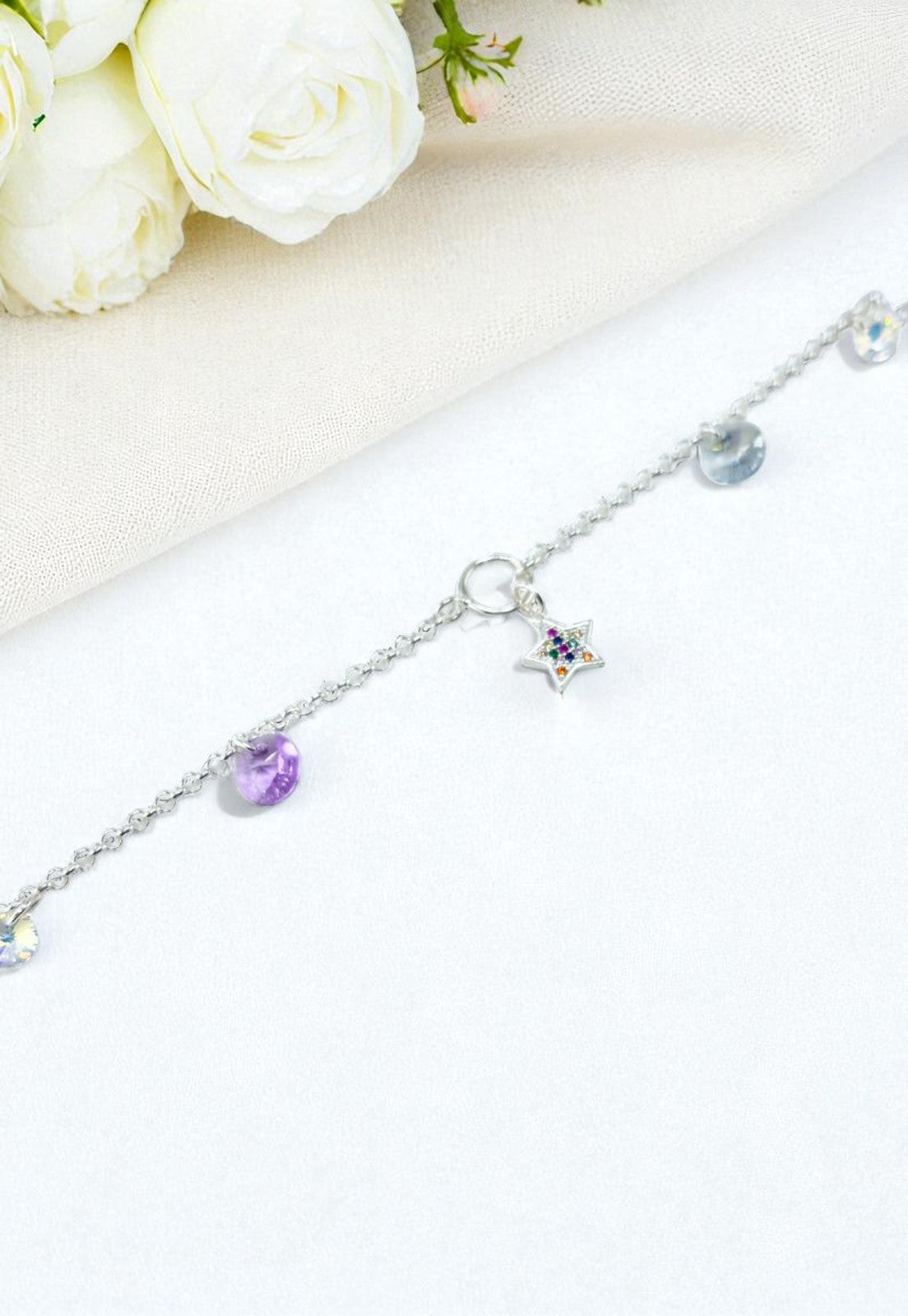 Pulsera Estelar Plata Italiana Cristal Genuino