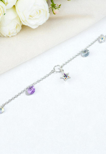 Pulsera Estelar Plata Italiana Cristal Genuino
