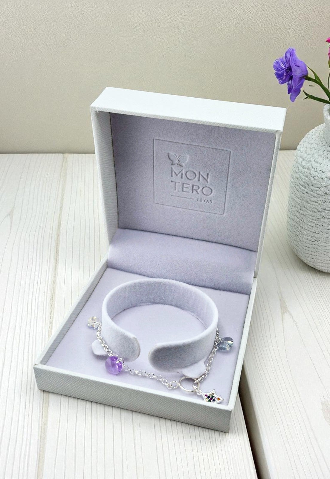 Pulsera Estelar Plata Italiana Cristal Genuino