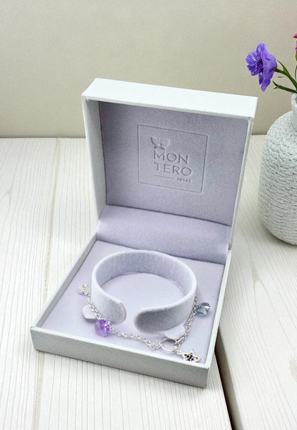 Pulsera Estelar Plata Italiana Cristal Genuino