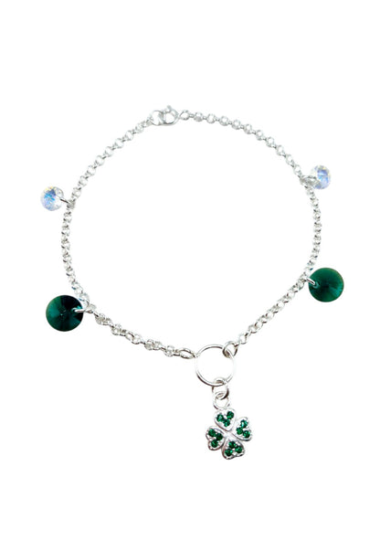 Pulsera Fortuna Plata Italiana Cristal Genuino