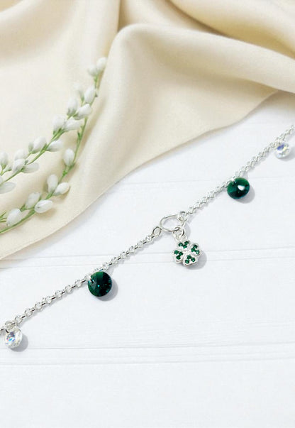 Pulsera Fortuna Plata Italiana Cristal Genuino