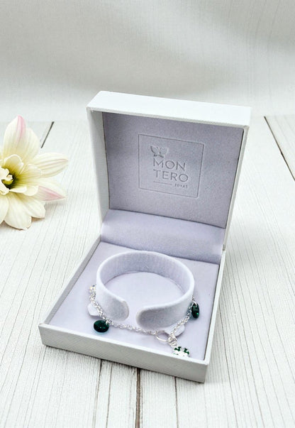Pulsera Fortuna Plata Italiana Cristal Genuino