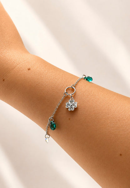 Pulsera Fortuna Plata 925 Cristal Swarovski® Emerald