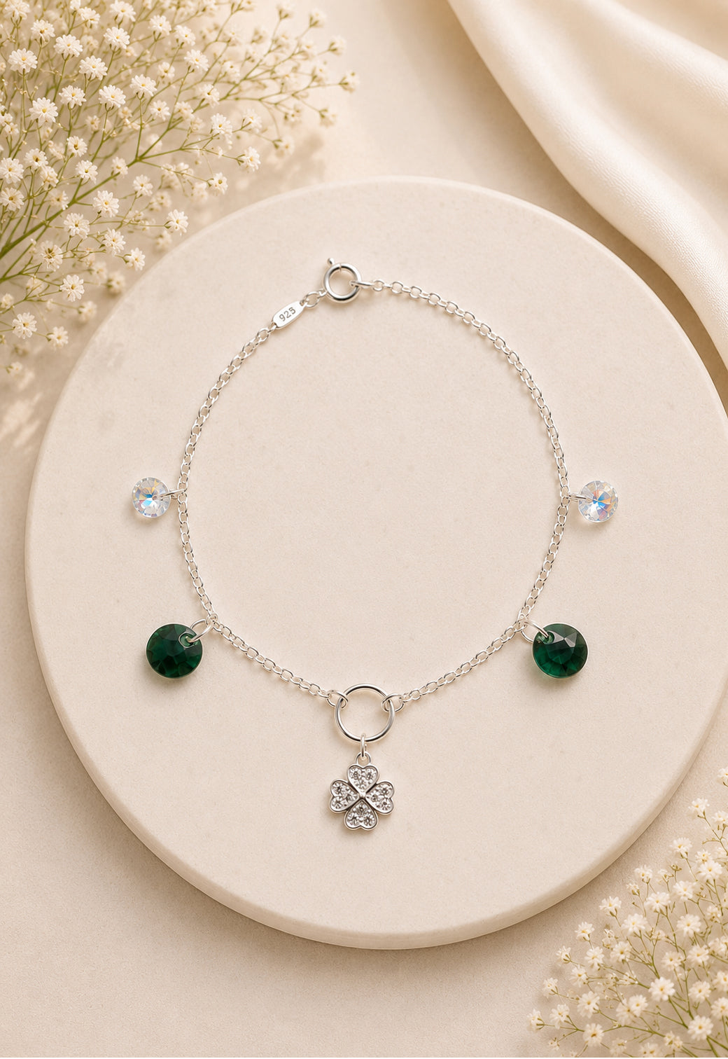 Pulsera Fortuna Plata 925 Cristal Swarovski® Emerald
