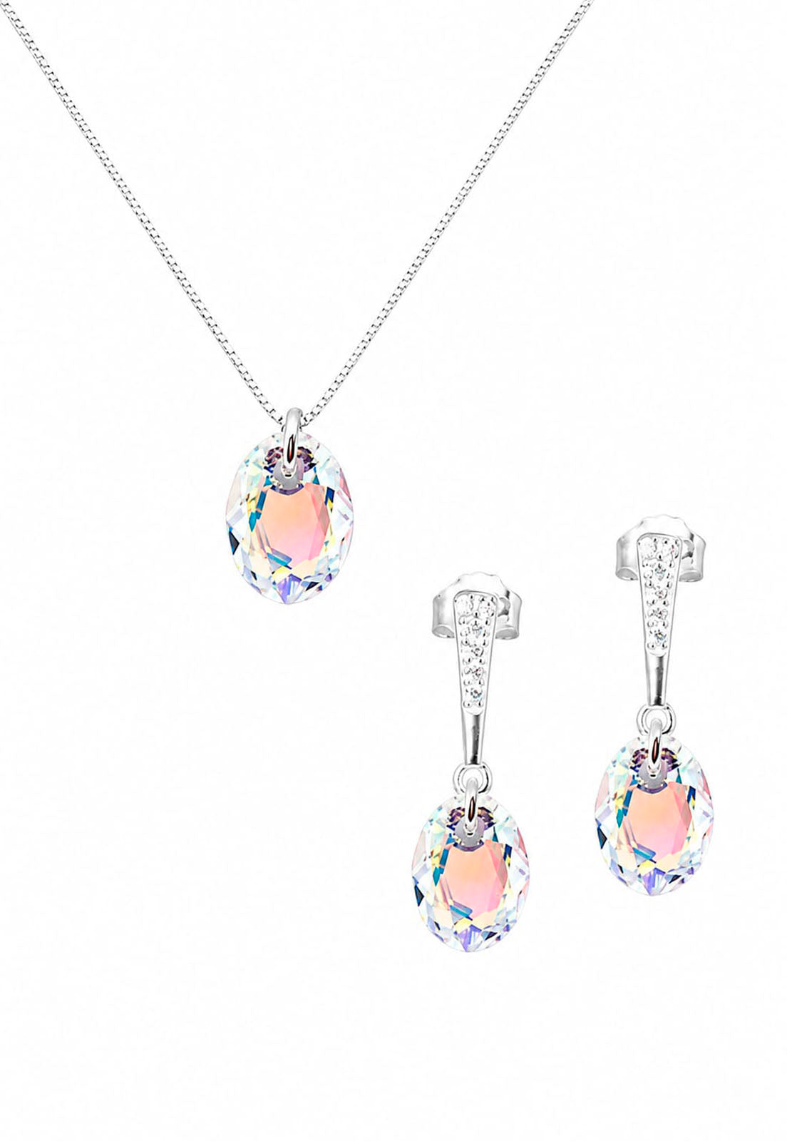 Conjunto Antonia Plata 925 Cristal Swarovski® Aurora Boreal