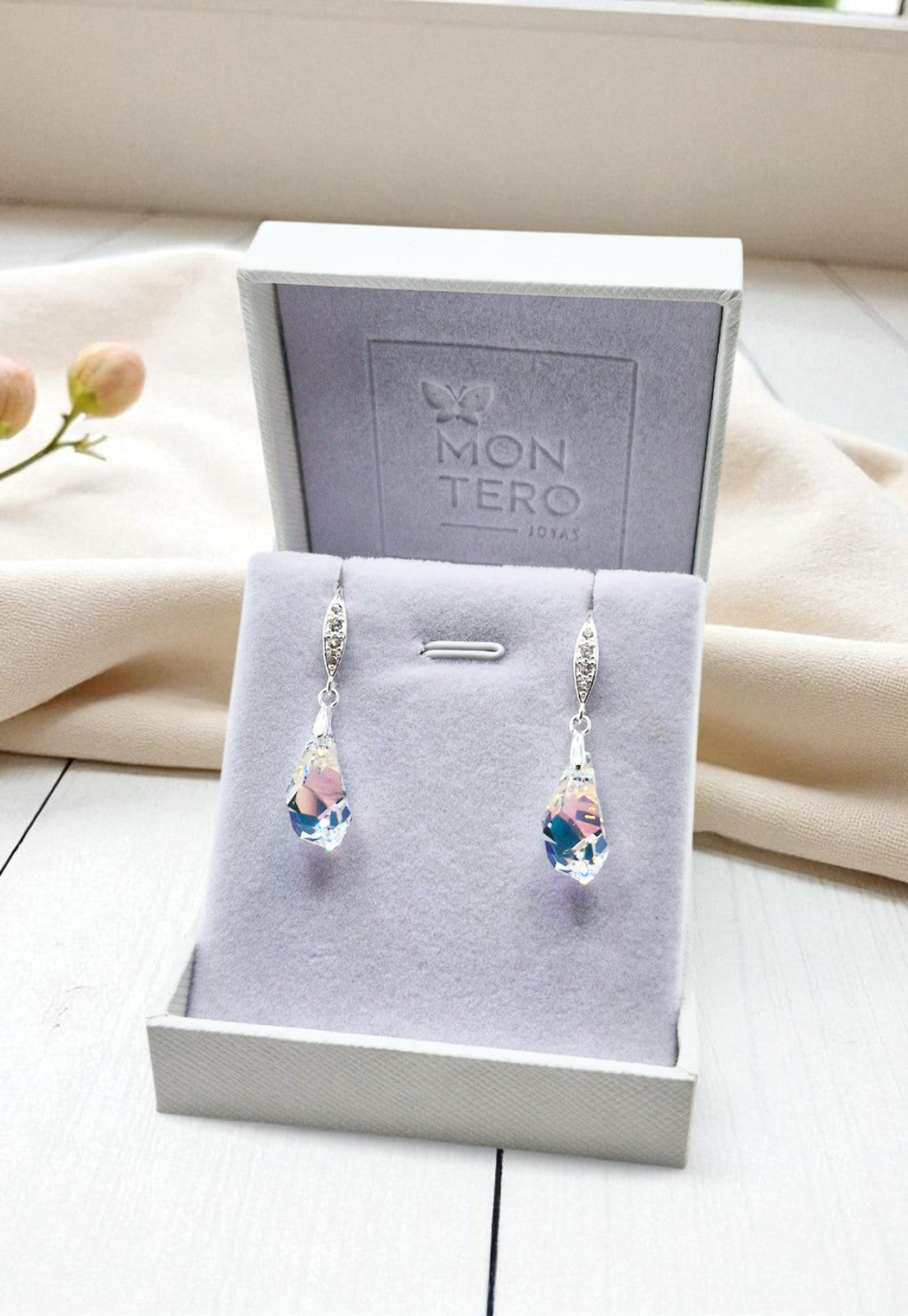 Aros Sofia Plata Italiana 925 Cristal Aurora Boreal