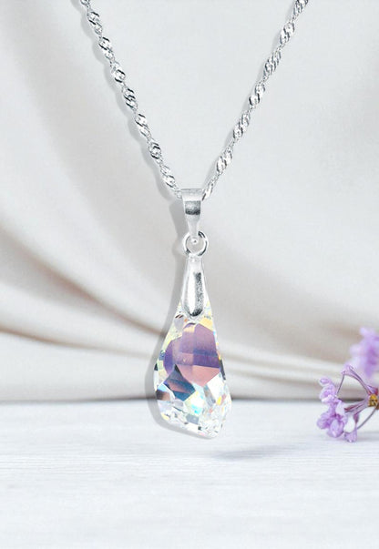 Collar Sofia Plata Italiana 925 y Cristales Aurora Boreal