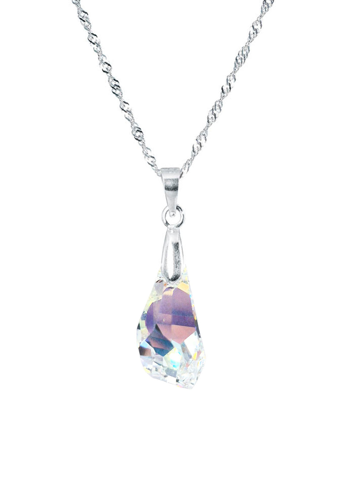 Collar Sofia Plata Italiana 925 y Cristales Aurora Boreal