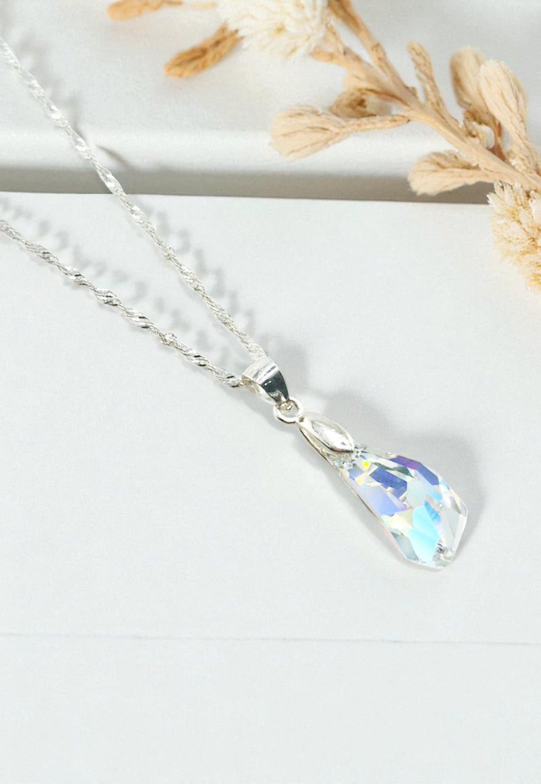 Collar Sofia Plata Italiana 925 y Cristales Aurora Boreal