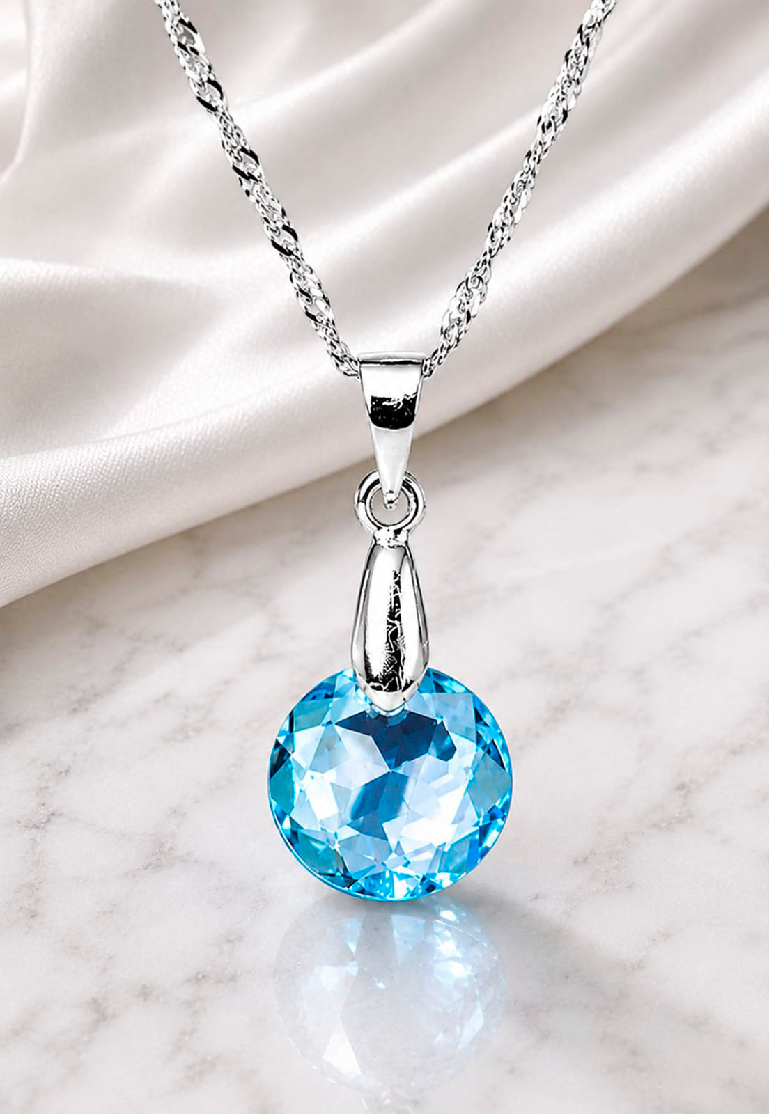 Collar Gran Gracia Plata 925 Cristal Swarovski® Aquamarine
