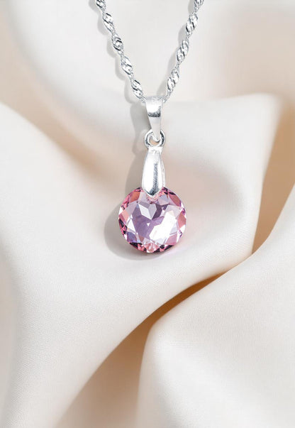 Collar Gracia Plata 925 Cristal Genuino Light Rose