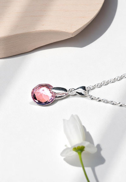 Collar Gracia Plata 925 Cristal Genuino Light Rose
