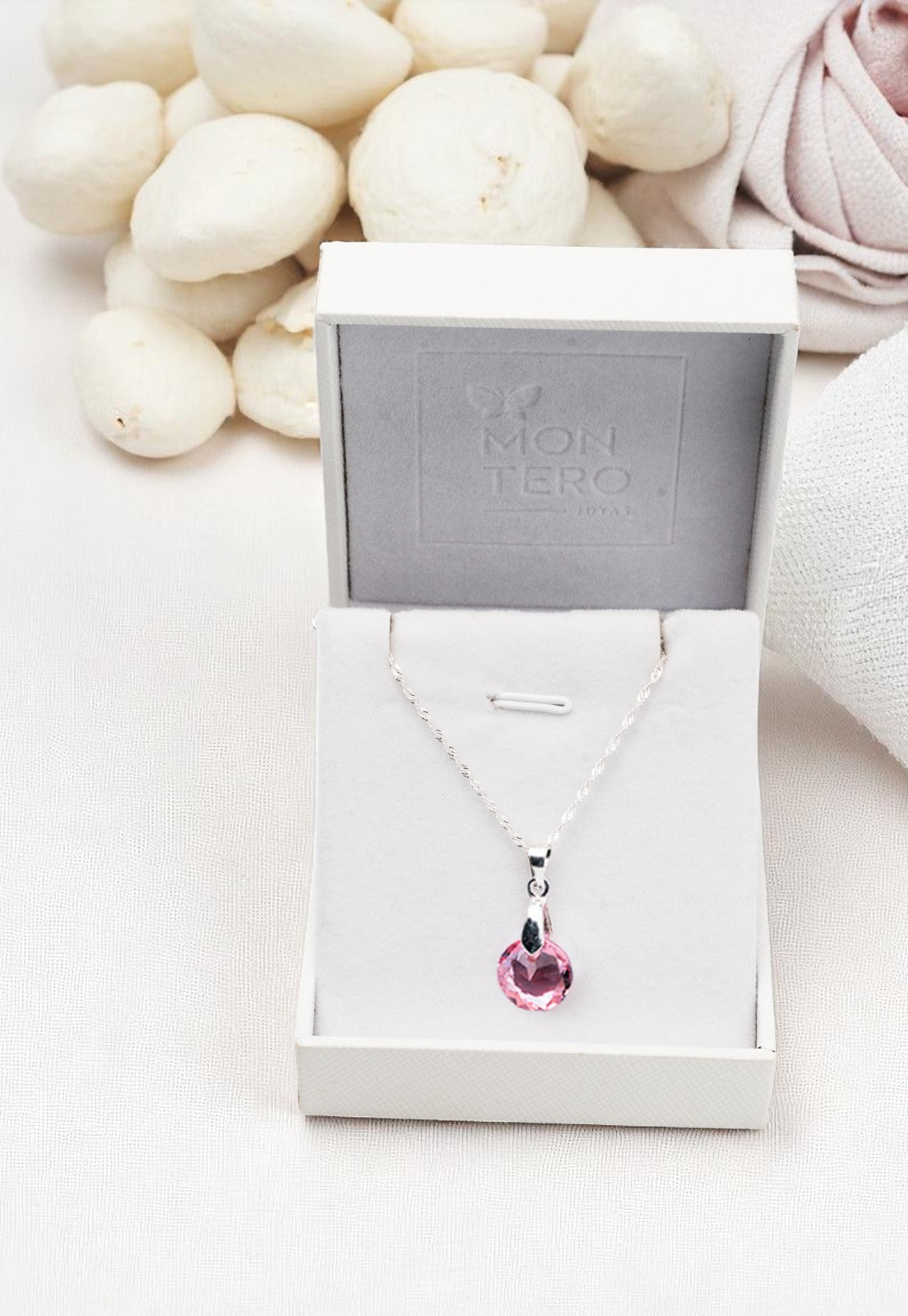 Collar Gracia Plata 925 Cristal Genuino Light Rose