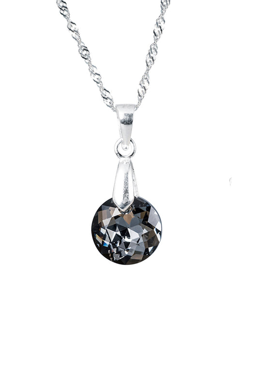 Collar Gracia Plata 925 Cristal Genuino Silver Night