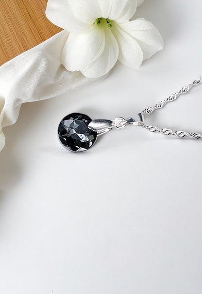 Collar Gracia Plata 925 Cristal Genuino Silver Night