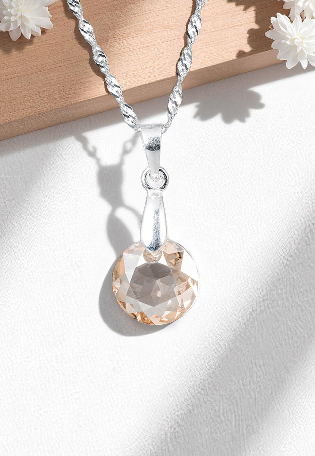 Collar Gracia Plata 925 Cristal Genuino Golden Shadow