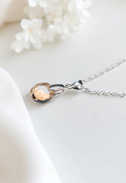 Collar Gracia Plata 925 Cristal Genuino Golden Shadow