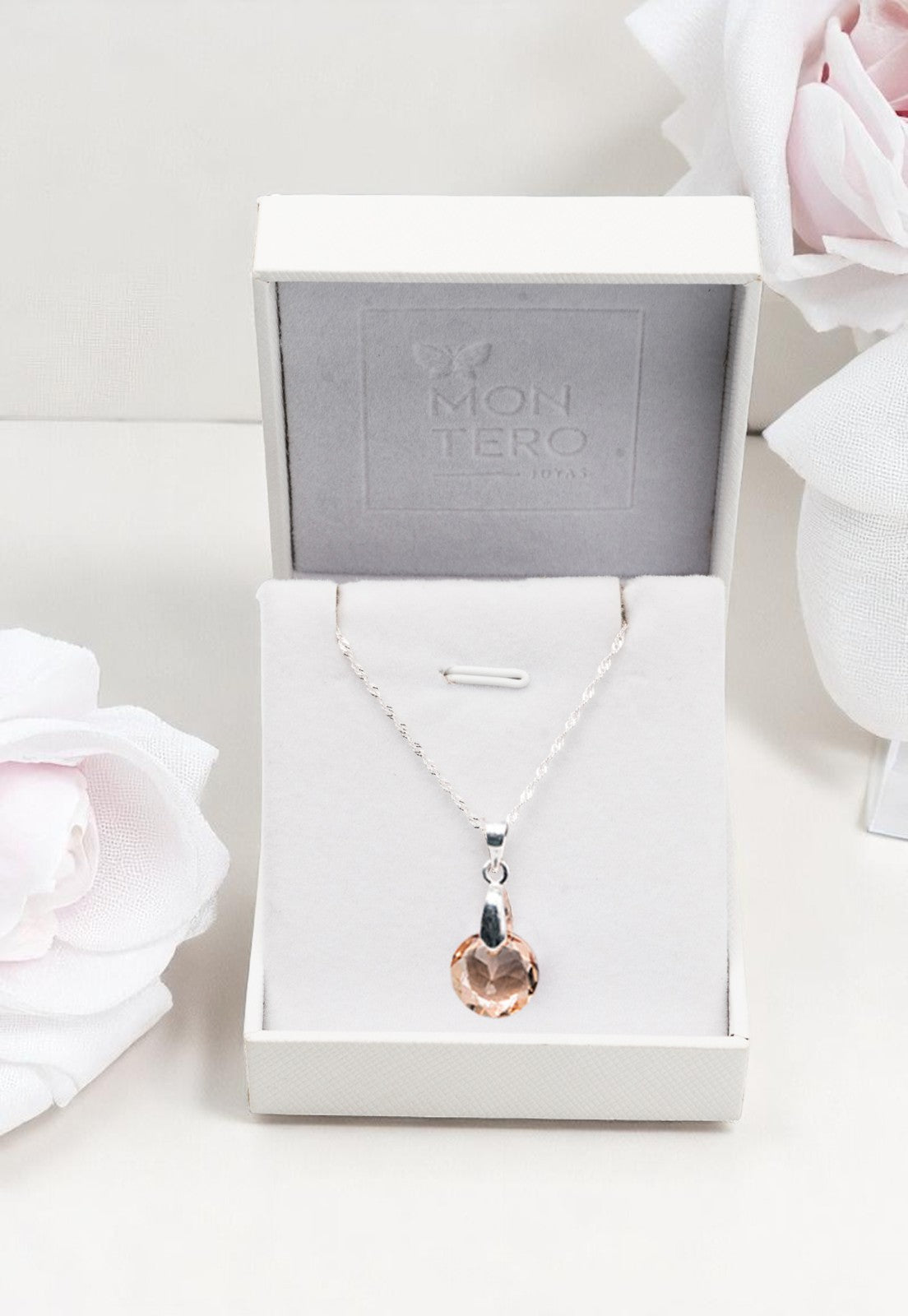 Collar Gracia Plata 925 Cristal Genuino Golden Shadow