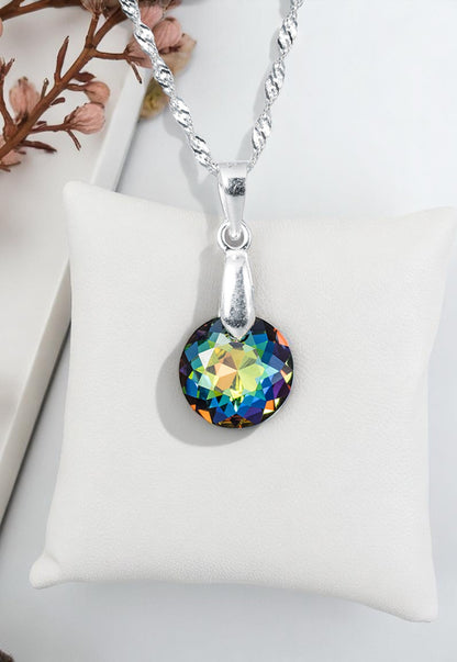 Collar Gracia Plata 925 Cristal Genuino Vitral Medium