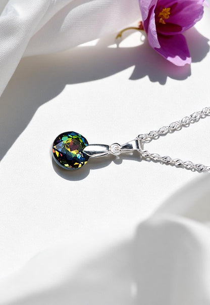 Collar Gracia Plata 925 Cristal Genuino Vitral Medium