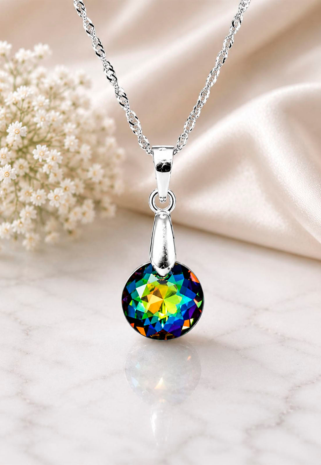 Collar Gracia Plata 925 Cristal Swarovski® Vitral Medium