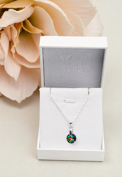 Collar Gracia Plata 925 Cristal Genuino Vitral Medium