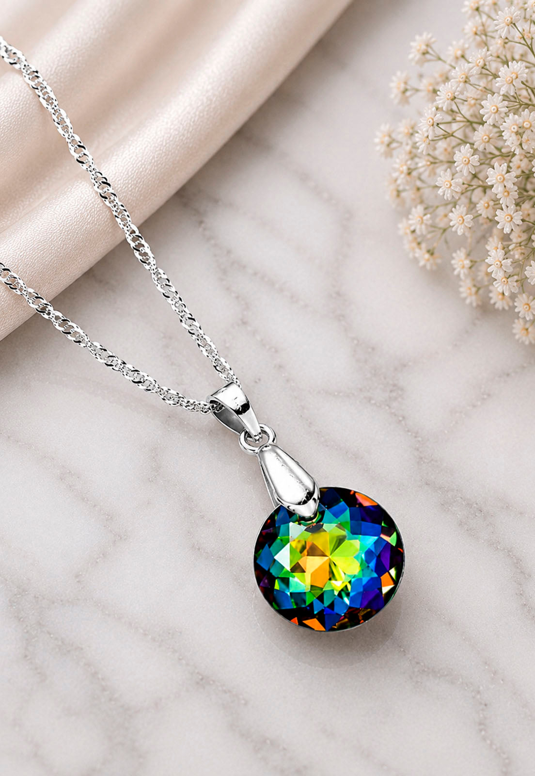 Collar Gracia Plata 925 Cristal Swarovski® Vitral Medium