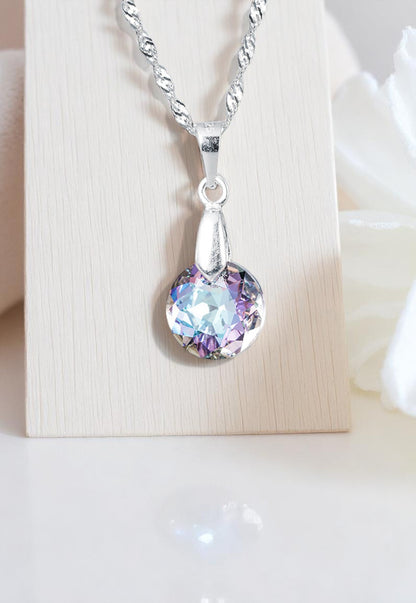 Collar Gracia Plata 925 Cristal Genuino Vitral Light