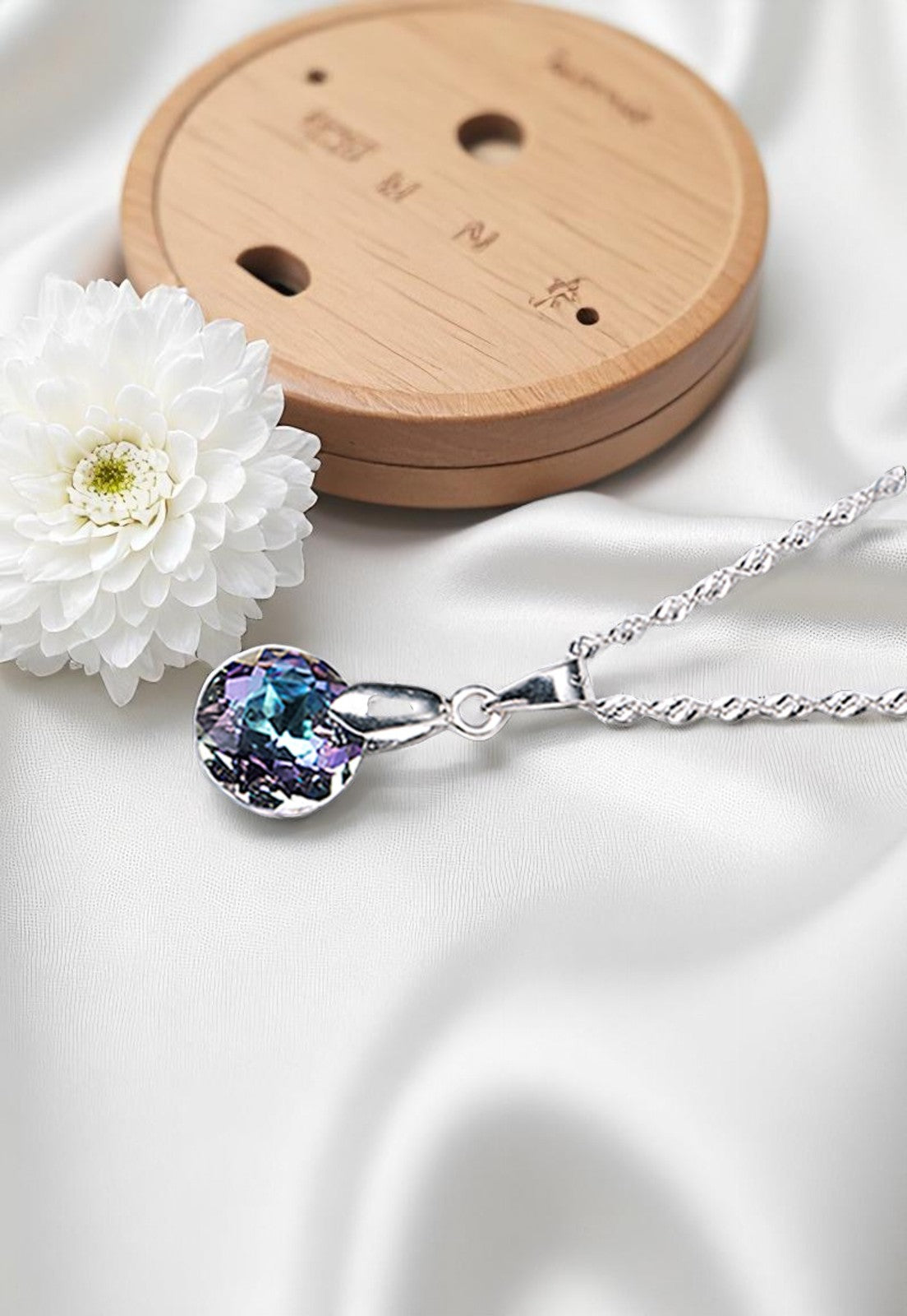 Collar Gracia Plata 925 Cristal Genuino Vitral Light