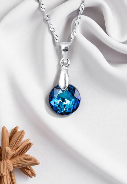 Collar Gracia Plata 925 Cristal Genuino Bermuda Blue