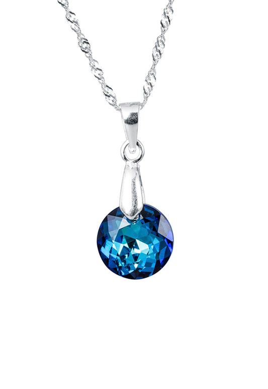 Collar Gracia Plata 925 Cristal Genuino Bermuda Blue