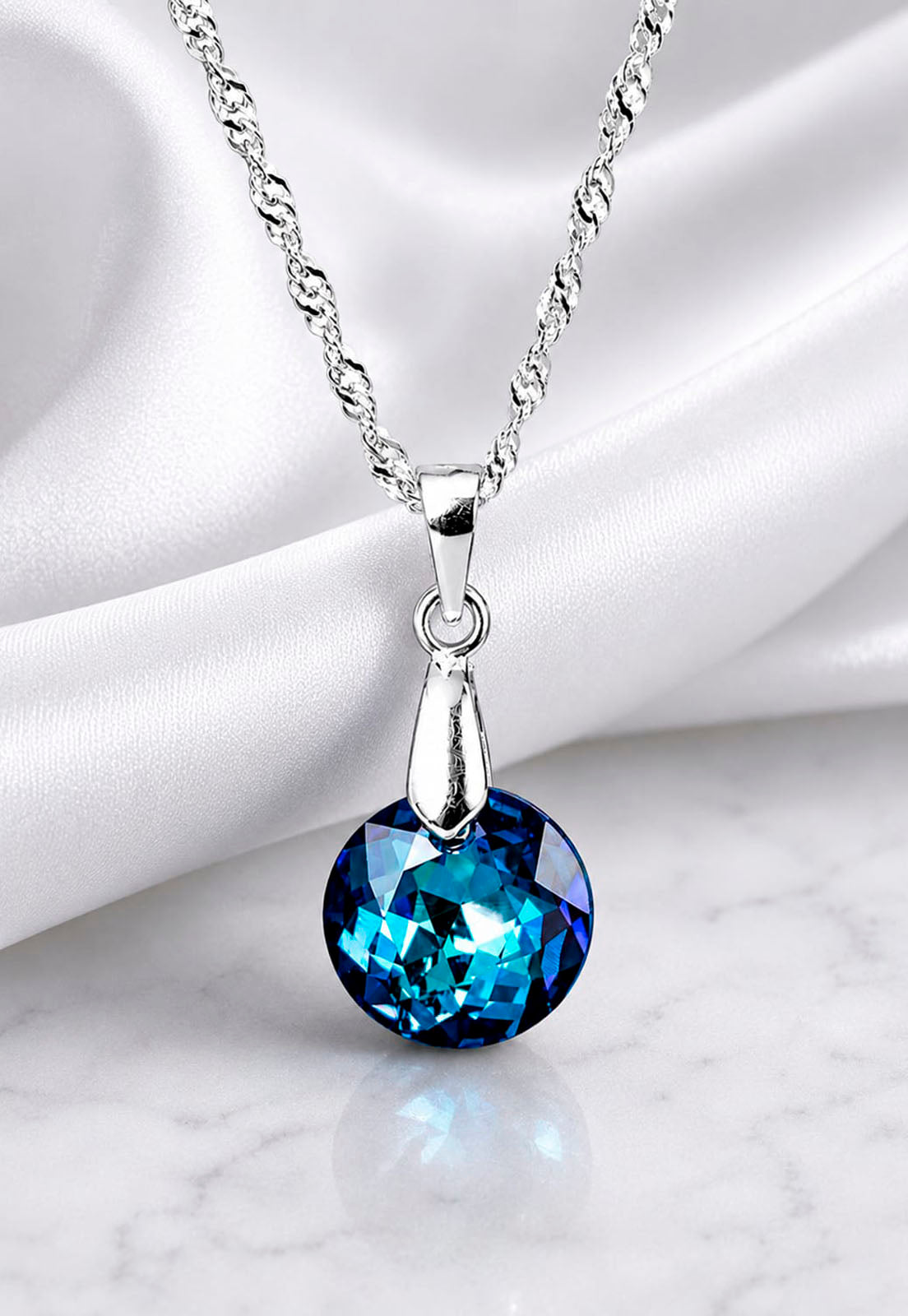 Collar Gracia Plata 925 Cristal Swarovski® Bermuda Blue
