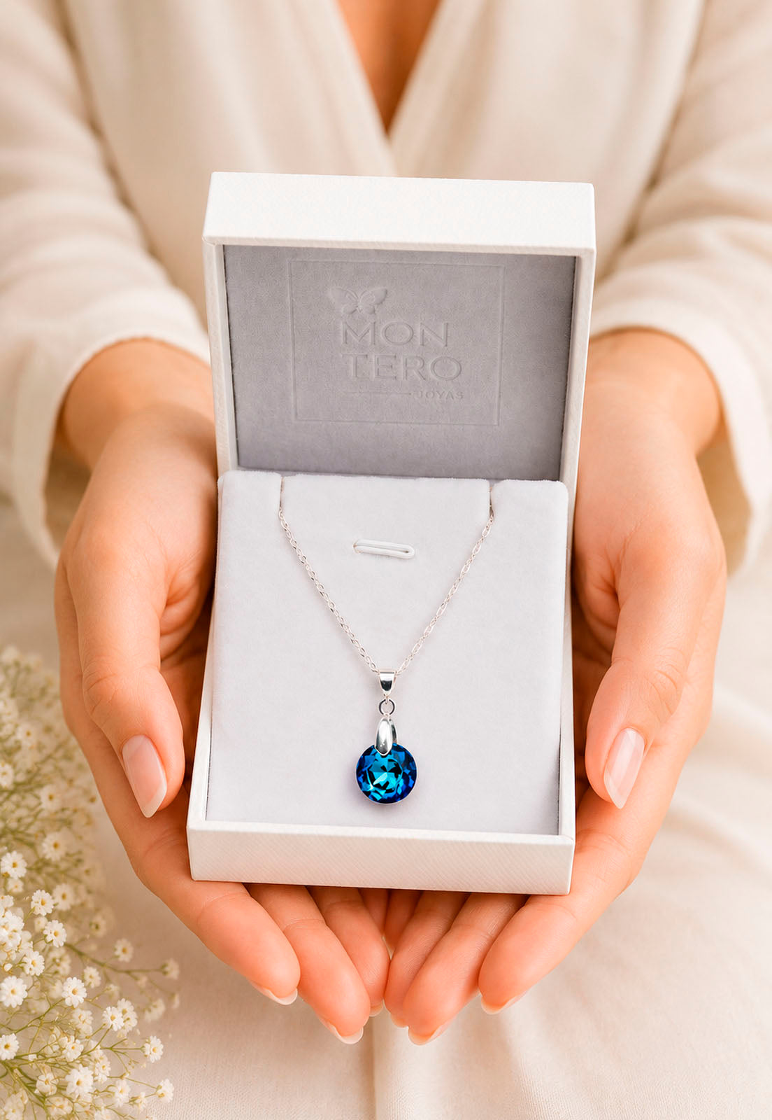 Collar Gracia Plata 925 Cristal Swarovski® Bermuda Blue