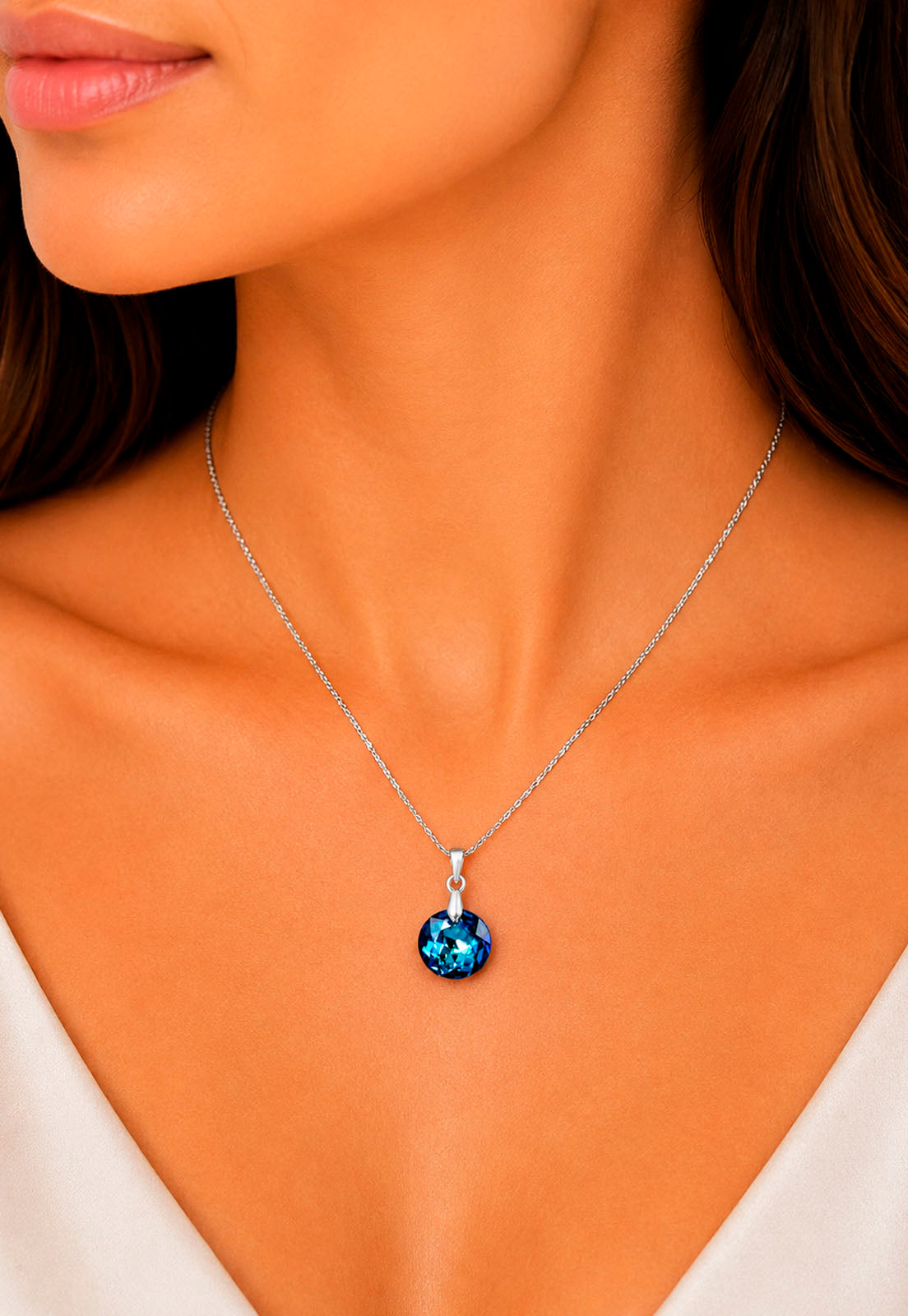 Collar Gracia Plata 925 Cristal Swarovski® Bermuda Blue