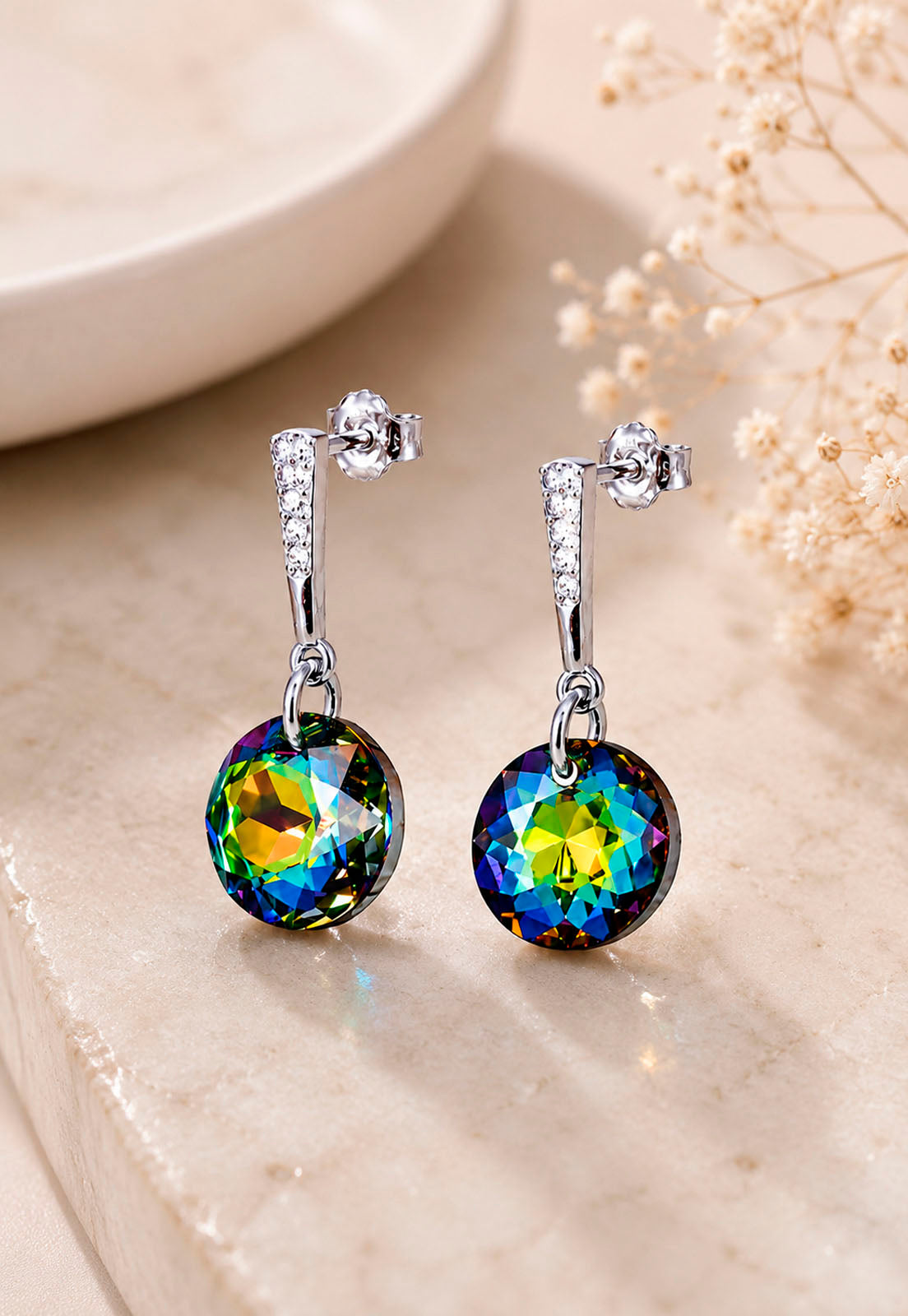 Aros Gracia Plata 925  Cristal Swarovski® Vitral Medium